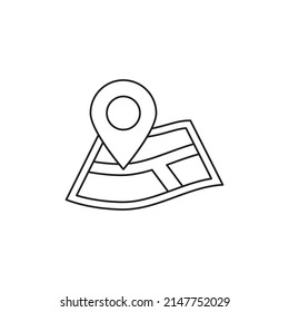 Icono de estilo de línea de icono de navegación de mapas, estilo aislado en fondo blanco