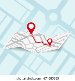 Map navigation vector concept with mapping pins location icon on map background (removable background)