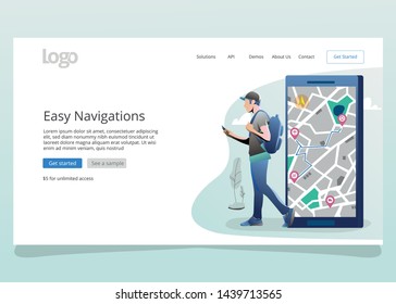 Map Navigations Illustration for landing page