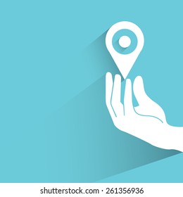map navigator, hand holding map pin