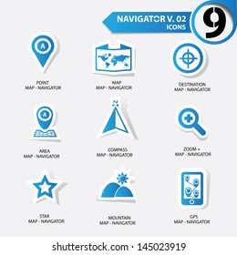 Map and Navigator icons set 2,Blue version