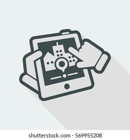 Map navigator web - Find us - Long shadow icon