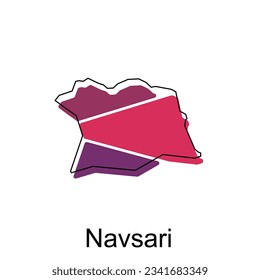 map of Navsari vector design template, national borders and important cities illustration