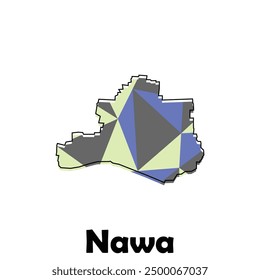 Mapa del diseño de Nawa, mapa con elemento de Plantilla de estilo poligonal