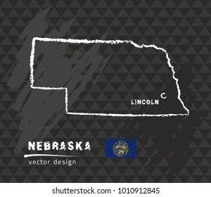 Map of Nebraska, Chalk sketch vector illustration