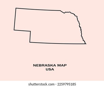 Map of NEBRASKA, Map of NEBRASKA with an outline, Map of USA state NEBRASKA Vector Illustration, USA.