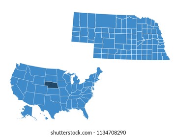 Map of Nebraska state