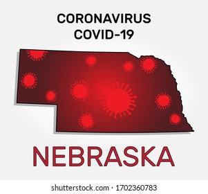 Map of Nebraska state and coronavirus infection