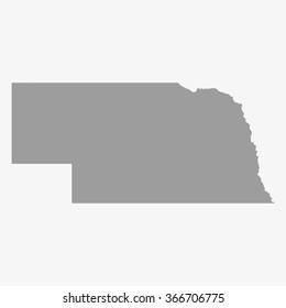 Map  of Nebraska State in gray on a white background