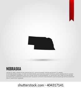 Map of the Nebraska state. Vector illustration design element. Flat style design icon.