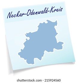 Map of Neckar-Odenwald-Kreis as sticky note in blue