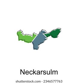 Map of Neckarsulm, World Map International vector template with outline graphic sketch style isolated on white background