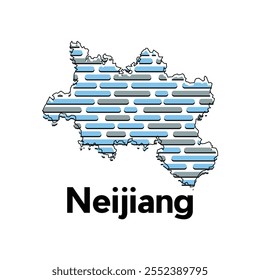 Map of Neijiang City, map technology with outline style modern vector design template, China map suitable for your company