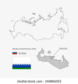 Map of Nenets Autonomous Area, Russia