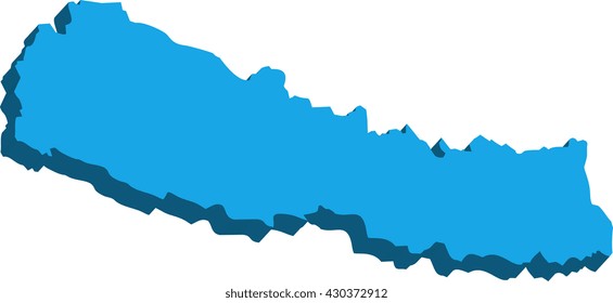 A map of Nepal 3D on white background