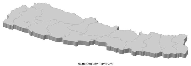 Map - Nepal - 3D-Illustration