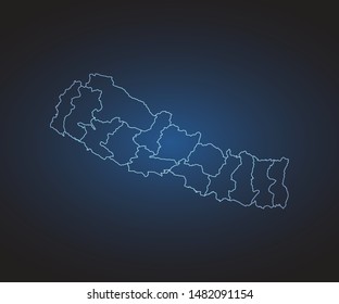 Map of Nepal - Abstract mash line and point scales on circuit dark background. symbol for your web site design map logo, app, ui,Travel. Vector illustration eps 10.