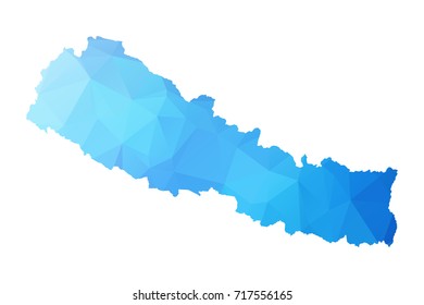 Map of Nepal - Blue Geometric Rumpled Triangular , Polygonal Design For Your . Vector illustration eps 10.