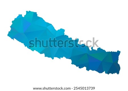 Map of Nepal - Blue Polygonal Design For Your. Vector illustration eps 10.