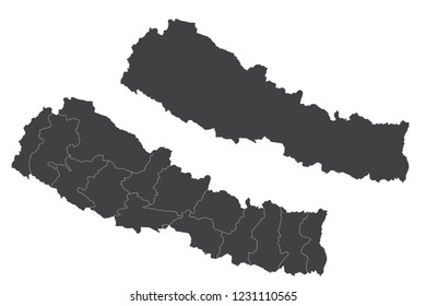 Map - Nepal Couple Set , Map of Nepal,Vector illustration eps 10.