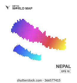 Map Of Nepal Dotted Vector,Abstract computer graphic colorful