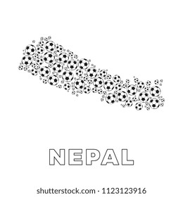 map of nepal filled with soccer balls