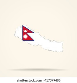 Map of Nepal in Nepal flag colors