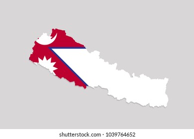 Map of nepal with flag,vector illustration