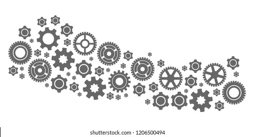 Map of Nepal formed with gray wheel symbols. Vector abstract collage of map of Nepal with industry symbols. Engineering flat design for industry applications.