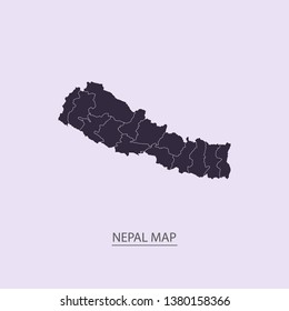 Map of Nepal - High detailed map violet outline map with caption on violet background.Abstract design vector illustration eps 10.