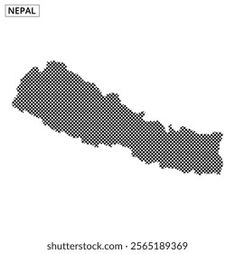 A map of Nepal illustrating the country’s outline and geographic details, emphasizing borders and shape.