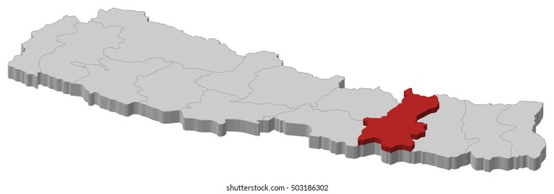 Map - Nepal, Janakpur - 3D-Illustration