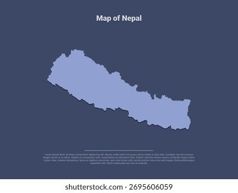 Map of Nepal, minimalist vector silhouette in soft blue on dark background