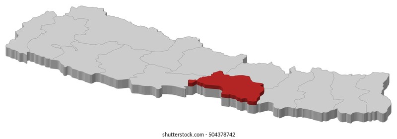 Map - Nepal, Narayani - 3D-Illustration