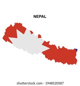 Map of Nepal with national flag icon vector symbol.