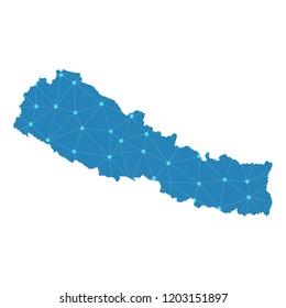 Map of Nepal from Polygonal wire frame low poly mesh,Nepal map Vector Illustration EPS10.