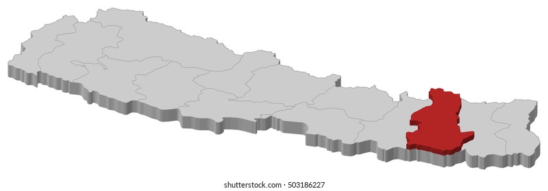 Map - Nepal, Sagarmatha - 3D-Illustration