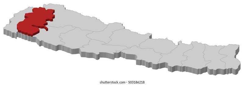 Map - Nepal, Seti - 3D-Illustration