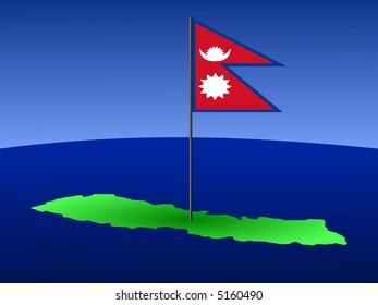 mapa de Nepal con su bandera en la ilustración de polo