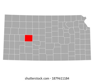 Map of Ness in Kansas on white