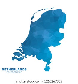 Map of Netherlands. Blue geometric polygon map.