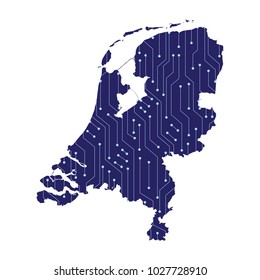 Map of Netherlands - Blue Geometric Rumpled Triangular , Polygonal Design For Your . High detailed vector map - netherlands. Vector illustration eps 10.