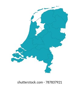 Map of Netherlands - Blue Geometric Rumpled Triangular , Polygonal Design For Your . High detailed vector map - netherlands. Vector illustration eps 10.