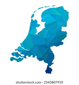 Map of Netherlands - Blue Polygonal Design For Your. Vector illustration eps 10.