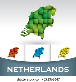 Map of the Netherlands with colorful tiles