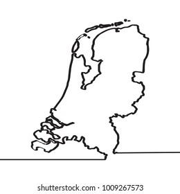 Map of the Netherlands. Continous line