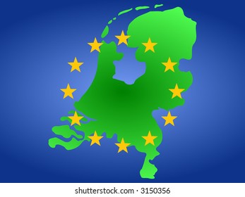 map of Netherlands and dutch flag illustration
