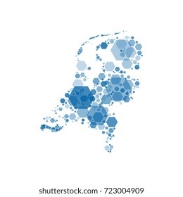 map of netherlands filled with hexagons of different sizes and degrees of transparency