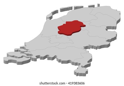 Map - Netherlands, Flevoland - 3D-Illustration