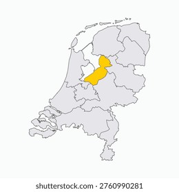 Map of Netherlands with Flevoland Province Highlighted